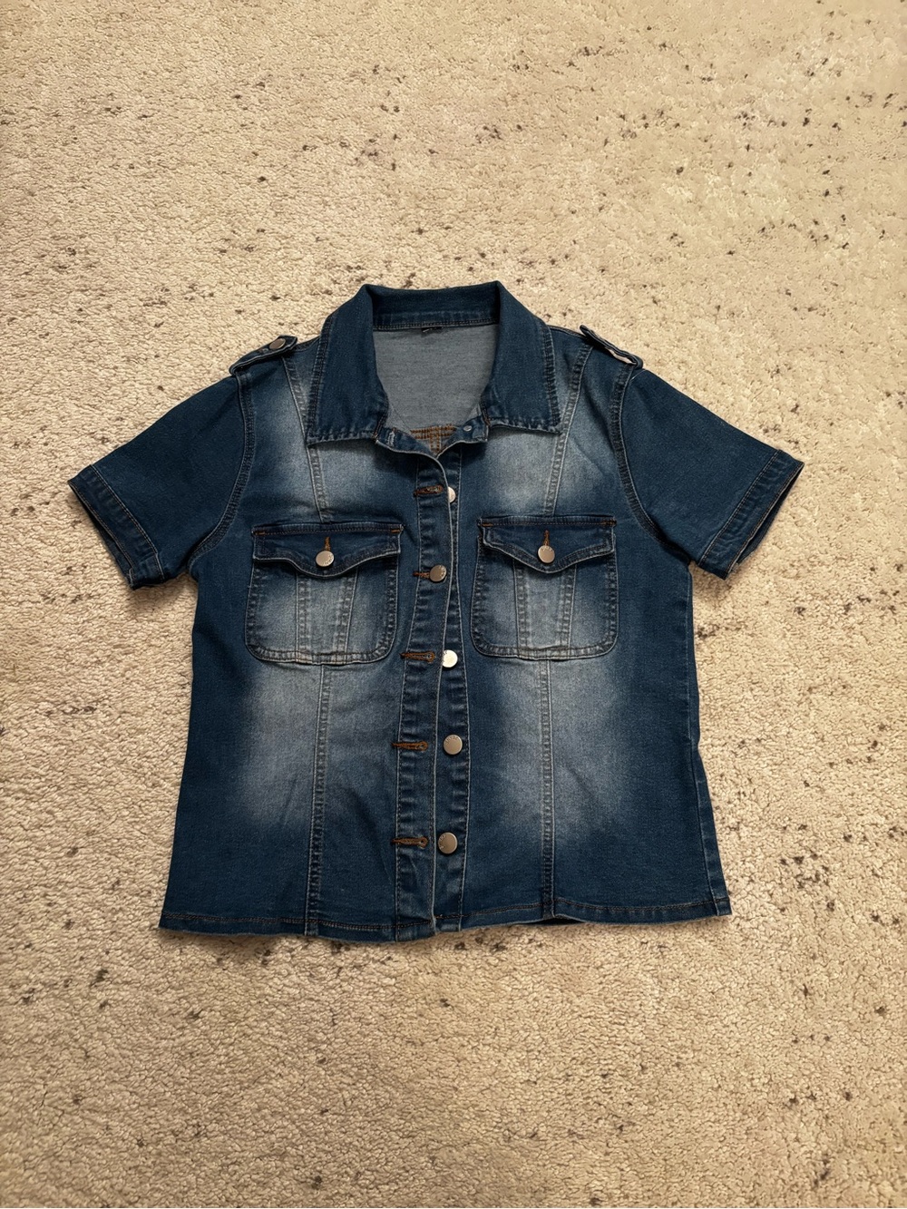 Women’s Short-Sleeve Denim Jacket - Blue